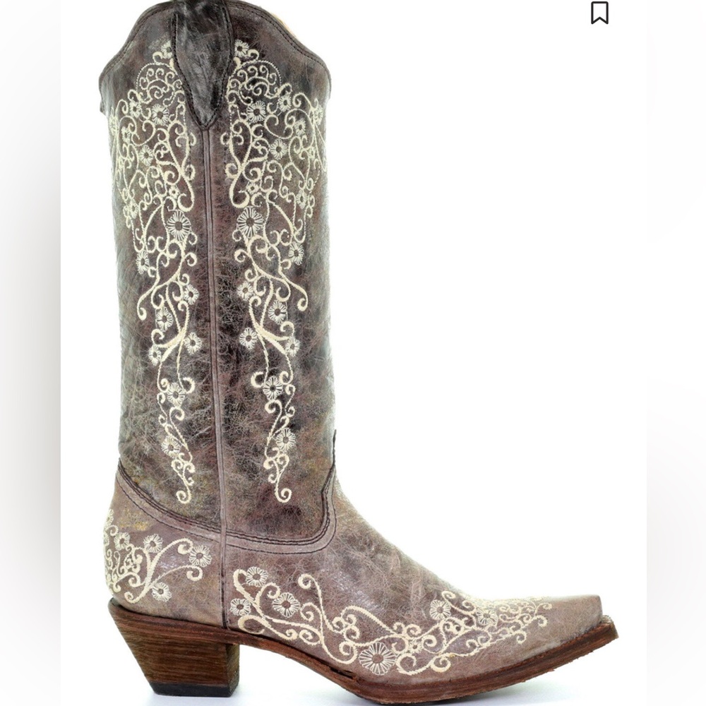 CORRAL WOMEN'S CRATER WITH BONE EMBROIDERY WESTERN BOOTS - SNIP TOE - Picture 2 of 12